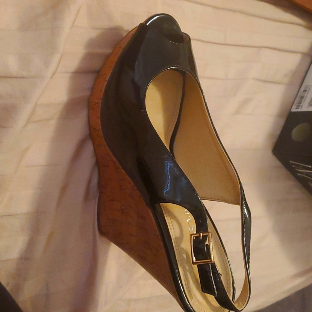 Black wedge heels open toe